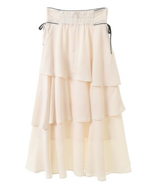 earth music&ecology サイドリボンティアードスカート Ivory