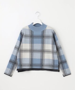 J.PRESS LADIES 【洗える】WOOLY STRETCH PLAID ニット ブルーチェック系