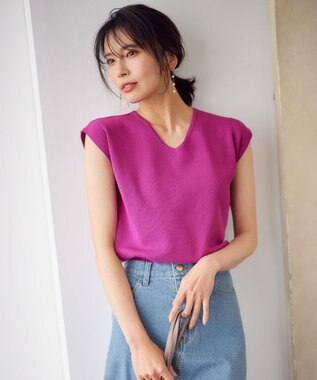 ANY 【前後2WAY/アンチピリング/洗濯機可】ノースリーブニット ピンク