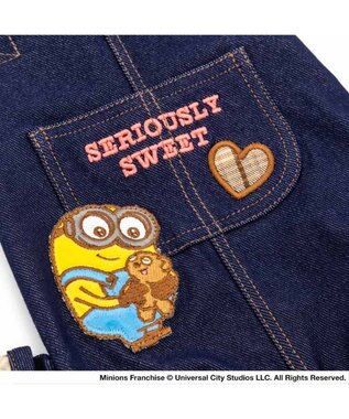 PET PARADISE ミニオン 切替チェック オーバーオール  小型犬 インディゴブルー