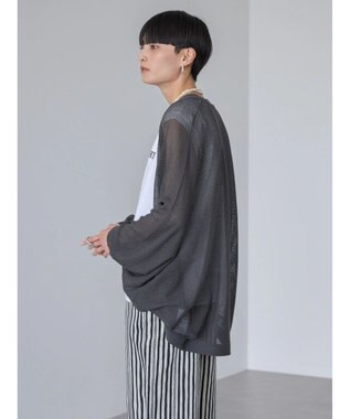 AMERICAN HOLIC ニュアンスメッシュニットカーディガン Charcoal Gray