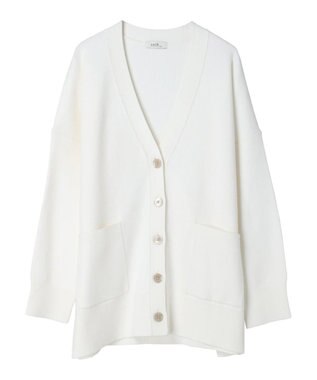 earth music&ecology やわらかタッチＶネックカーディガン Off White