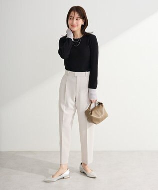 Green Parks アンチピリング袖配色ニットプルオーバー Black