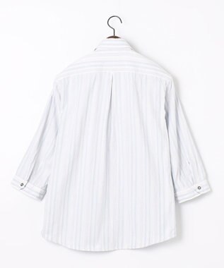 JOSEPH ABBOUD 【1枚で2通りの着こなし】オーガニックコットンリバーシブル 七分袖シャツ アイボリー系1