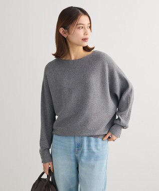 Green Parks もちやわ袖釦ドルマンニットプルオーバー Gray Mixture