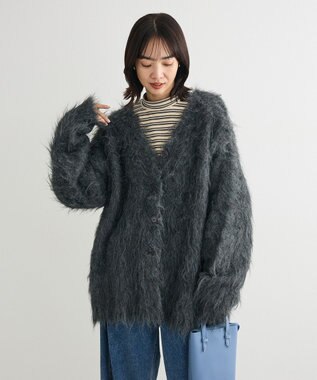 Green Parks ・ｓｗｉｎｇ　ｂｙ　２ｗａｙロング起毛カーディガ Charcoal Gray