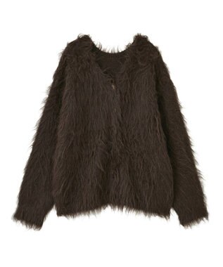 Green Parks ・ｓｗｉｎｇ　ｂｙ　２ｗａｙロング起毛カーディガ Brown