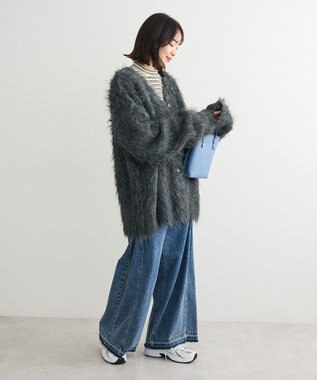 Green Parks ・ｓｗｉｎｇ　ｂｙ　２ｗａｙロング起毛カーディガ Charcoal Gray