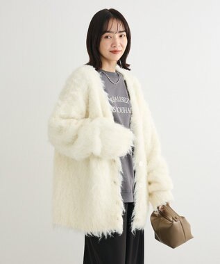 Green Parks ・ｓｗｉｎｇ　ｂｙ　２ｗａｙロング起毛カーディガ Ivory