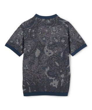 JOSEPH HOMME オリエンタルブラインドジャガード　クルーネック半袖ニットTEE ネイビー系