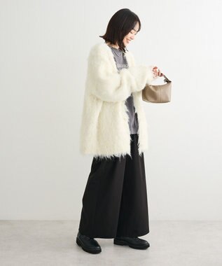 Green Parks ・ｓｗｉｎｇ　ｂｙ　２ｗａｙロング起毛カーディガ Ivory