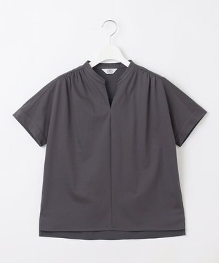 J.PRESS LADIES S プレーティングジャージー バンドカラー カットソー グレー系