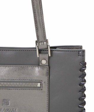 TOPKAPI 【TREASURE TOPKAPI】フェイクレザー ポーチ付き パラコード かがりトートバッグ グレー