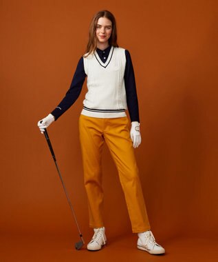 23区GOLF 【WOMEN】【洗える】ニットベスト ホワイト系
