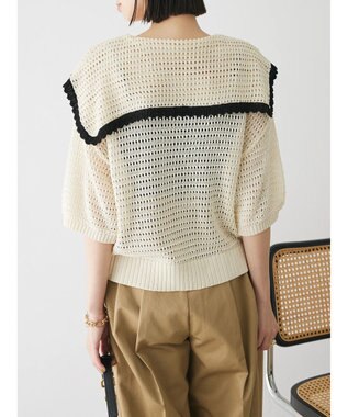 Green Parks クロシェ風セーラーカラーニット Off White
