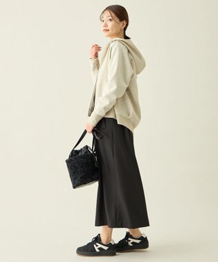 ANY L ラメダンボールダブルジップパーカー オートミール