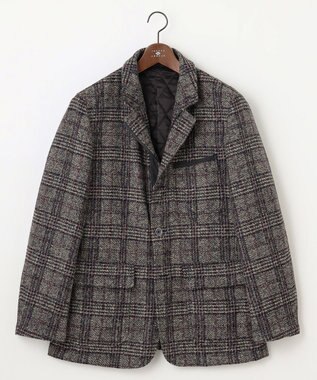 JOSEPH ABBOUD 【イタリア素材/軽量/中綿キルト裏地】スライバーチェックジャージー ジャケット グレー系4