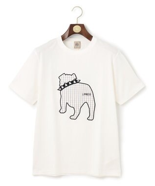 J.PRESS MEN 【UNISEX】ファブリックワッペンブルドックTシャツ ホワイト系
