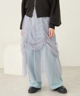 earth music&ecology ２ｗａｙドロストチュールスカート Gray