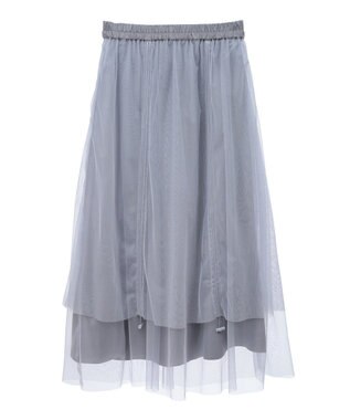 earth music&ecology ２ｗａｙドロストチュールスカート Gray