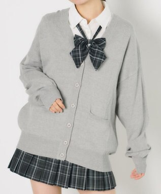 WEGO 【SCHOOL ITEM】ハイゲージスクールカーディガン 杢グレー