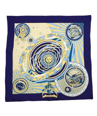 Marca ＜春の新色！＞【Marcaオリジナル】12宮   大判 シルクツイル スカーフ ネイビー