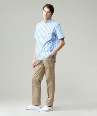 J.PRESS MEN 風が通るシアサッカーの清涼感【吸水速乾 / 高通気性】【クールマックス】サッカ－マルチストライプ シャツ / バンドカラー サックスブルー系1