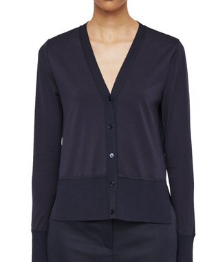 JOSEPH ジャージーハボタイ　ロングスリーブカーディガン Navy