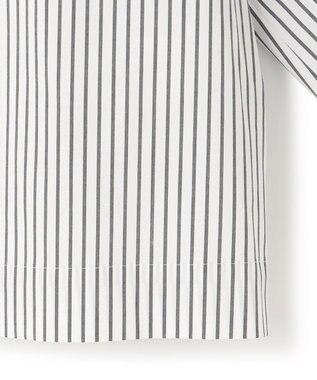 23区 L 【一部店舗限定/洗える】ハイカウントウェザーストレッチ ボートネック コンパクト ブラウス ホワイト×ブラックストライプ