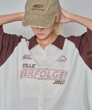 WEGO 【ユニセックス着用ITEM】ラグラングラフィックシャツ（SS） ブラウンその他