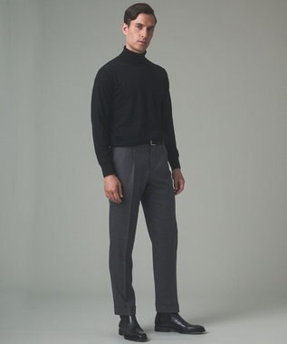 GOTAIRIKU 【保温性/ストレッチ/シワになりにくい】サキソニーストレッチパンツ（１タック） グレー系