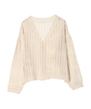 Green Parks インド綿　レース編みカーディガン Natural