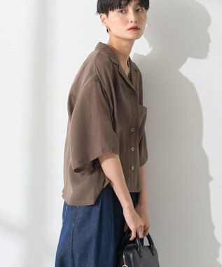 AMERICAN HOLIC 接触冷感シアー開襟半袖シャツ Mocha