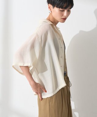 AMERICAN HOLIC 接触冷感シアー開襟半袖シャツ Ivory