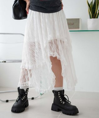 WEGO イレヘムレースロングスカート ホワイト