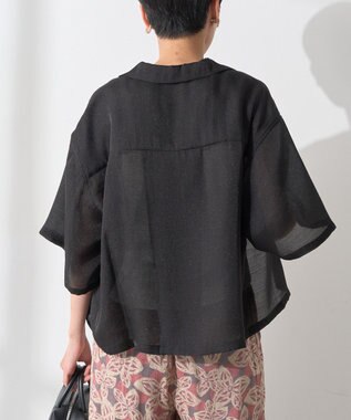 AMERICAN HOLIC 接触冷感シアー開襟半袖シャツ Black