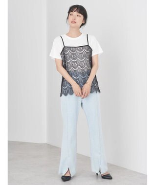 earth music&ecology ＳＥＴ２点レースキャミソール＋ＴＥＥ Black