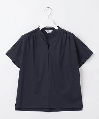 J.PRESS LADIES プレーティングジャージー バンドカラー カットソー ネイビー系