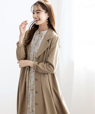 Tiaclasse L 【洗える】花柄フレアワンピース グレージュ