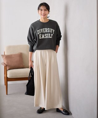 ANY 【洗濯機可】裏起毛スウェットロゴプルオーバー チャコール