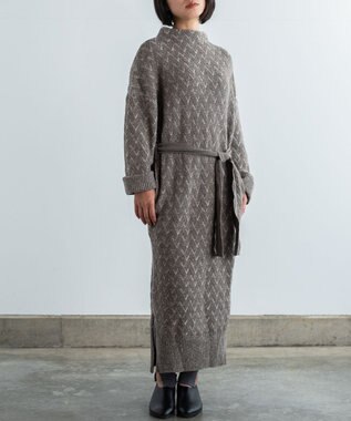 muuc 〈希少なラムウール＆高品質カシミヤ〉バスケット柄ニットワンピース