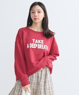 earth music&ecology アソートロゴスウェット Red