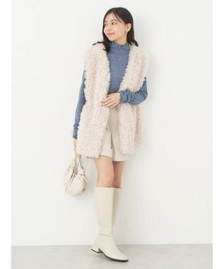 earth music&ecology 起毛レースハイネックインナー Blue