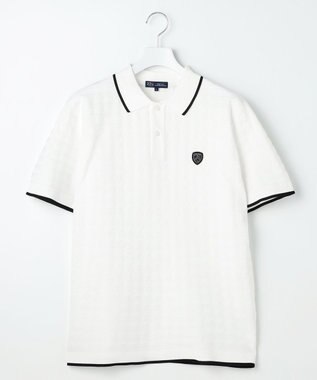 23区GOLF 【MEN】フラッグジャガードニットポロシャツ ストレッチ 半袖 ホワイト系