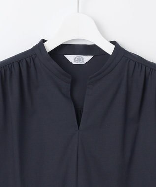 J.PRESS LADIES S プレーティングジャージー バンドカラー カットソー ネイビー系