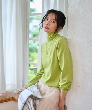 WEGO 【WEB限定/25年秋冬新作/洗濯OK/毛玉レス】タートルネックニット グリーンその他