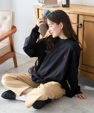 WEGO 【ユニセックス着用ITEM/MLサイズ展開】U.S. POLO ASSN.ワンポイント刺繍LST ブラック