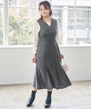 ANY SIS S 【洗える】ツイーディマーメイド ジャンパースカート チャコール