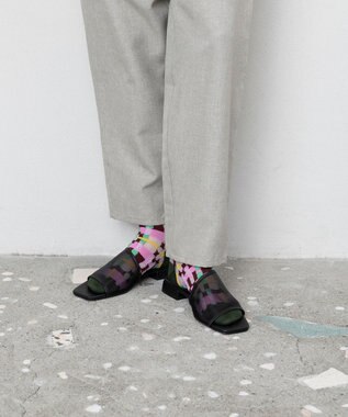 TRICOTE ブロックチェック柄シアーソックス