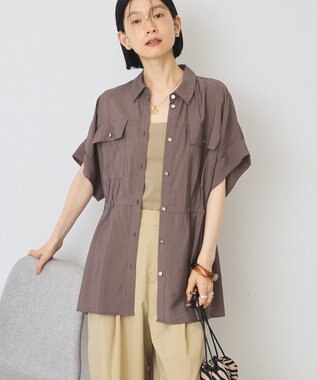 AMERICAN HOLIC メタルボタンウエストドロストシャツ Brown